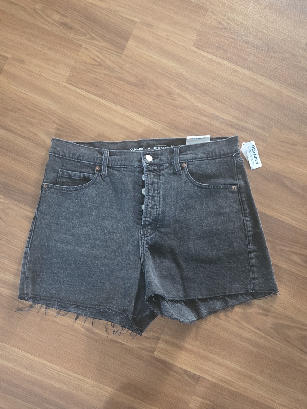 Old Navy Black Button-Fly Raw-Hem Denim Shorts